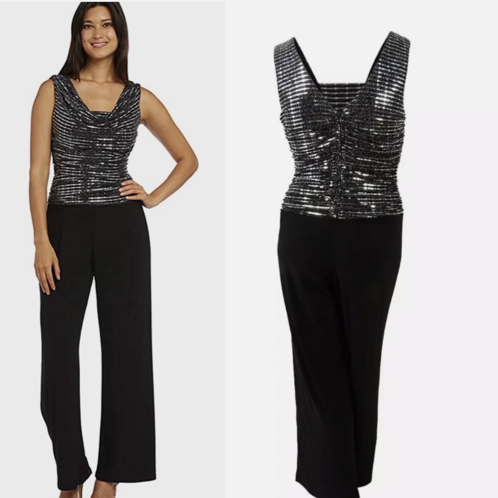 R&M Richards Black Jumpsuit Elegant Design